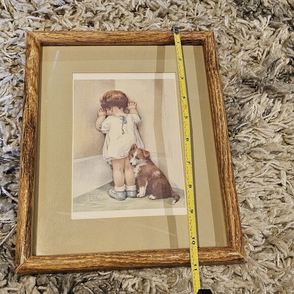 Vintage Bessie Pease Gutmann "In Disgrace" Framed Lithograph Signed 9" x 11" - Picture 4 of 8